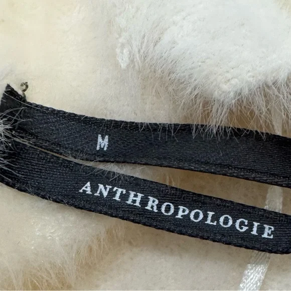 Anthropologie Eyelash Knit Cardigan Ivory Fuzzy Button Front M NWT - Picture 5 of 7